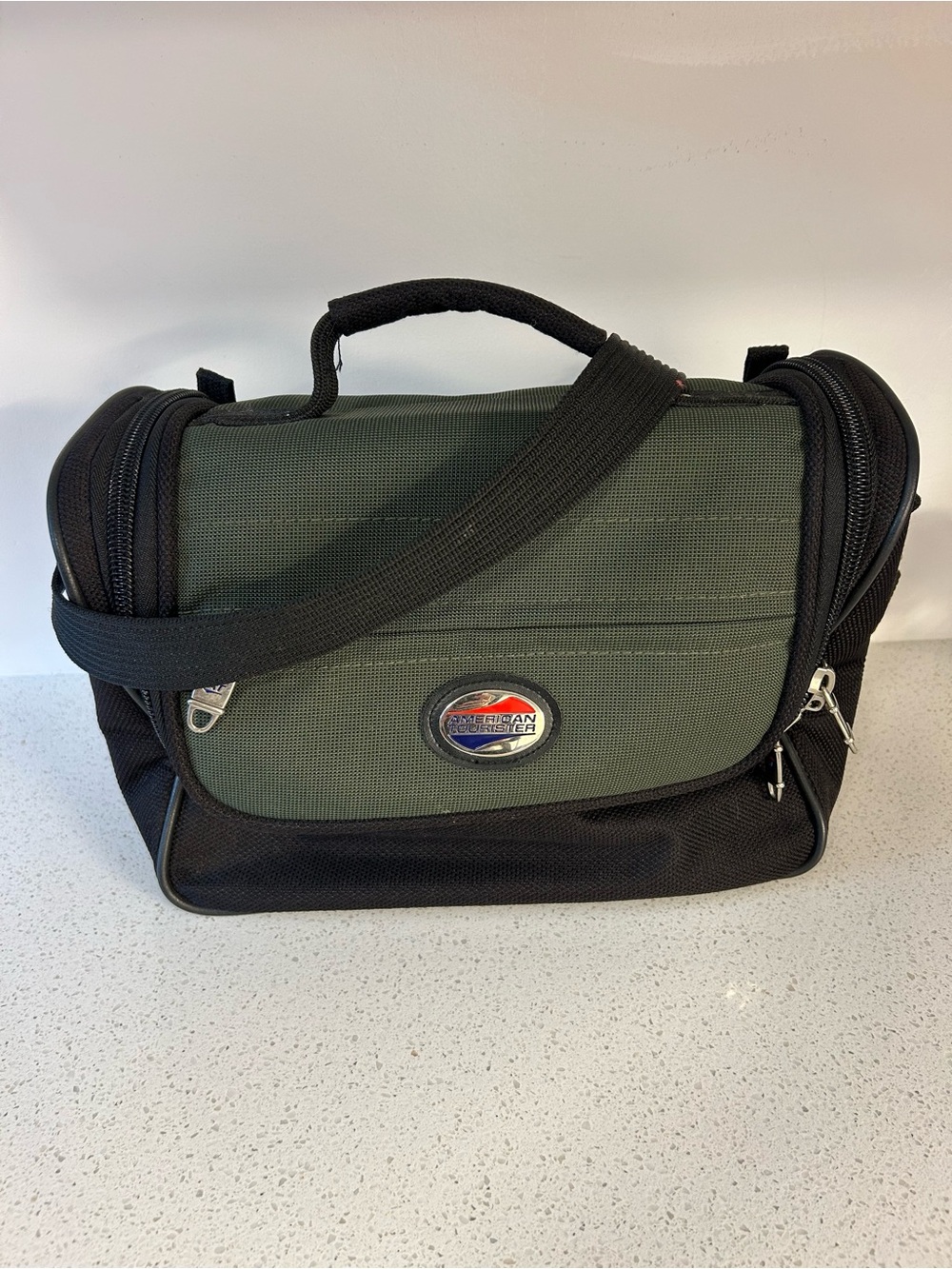 American Tourister Olive Green and Black Travel Vanity case Bag with Logo❤️